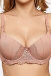 Prettycat Pushup Padded Underwire Lace T-Shirt Bra For Women - Beige — thumbnail 5