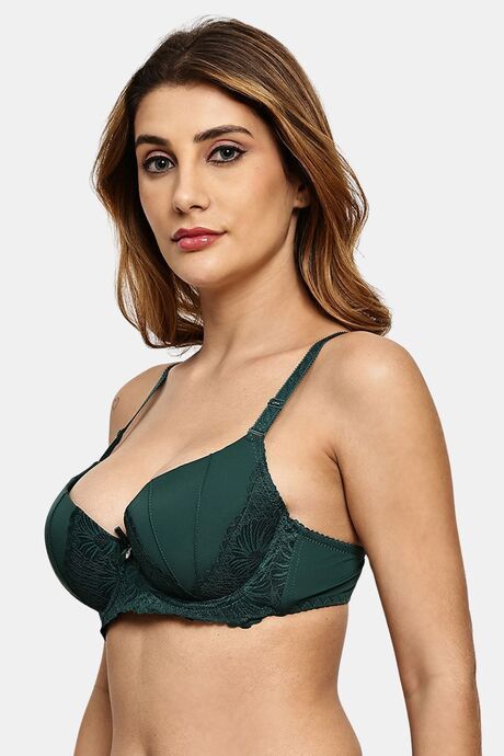 Prettycat Pushup Padded Underwire Lace T-Shirt Bra For Women - Green — image 2