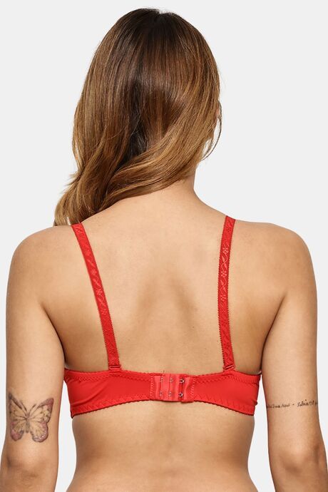 Prettycat Pushup Padded Underwire Lace T-Shirt Bra For Women - Red — image 3