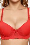 Prettycat Pushup Padded Underwire Lace T-Shirt Bra For Women - Red — thumbnail 5