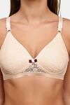 Prettycat Women’S Lace Non-Wired Lightly Padded T-Shirt Bra - Beige — thumbnail 5