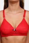 Prettycat Women’S Lace Non-Wired Lightly Padded T-Shirt Bra - Red — thumbnail 5