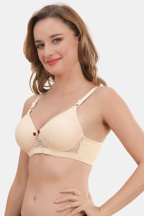 Prettycat Lightly Padded Non-Wire Lace T-Shirt Bra - Beige — image 3