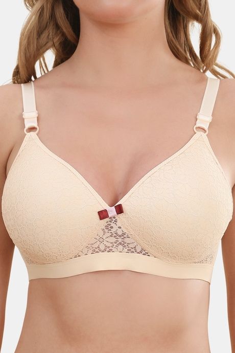 Prettycat Lightly Padded Non-Wire Lace T-Shirt Bra - Beige — image 7