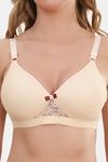 Prettycat Lightly Padded Non-Wire Lace T-Shirt Bra - Beige — thumbnail 7