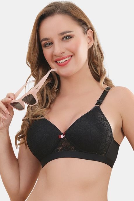 Prettycat Lightly Padded Non-Wire Lace T-Shirt Bra - Black — image 7