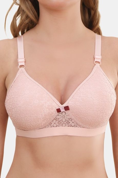 Prettycat Lightly Padded Non-Wire Lace T-Shirt Bra - Pink — image 7