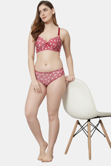 PrettyCat Medium Rise Three-Fourth Coverage Bikini Panty - Red — image 5