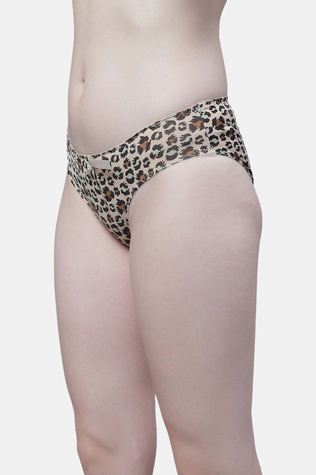 PrettyCat Medium Rise Half Coverage Bikini Panty - Beige — image 3