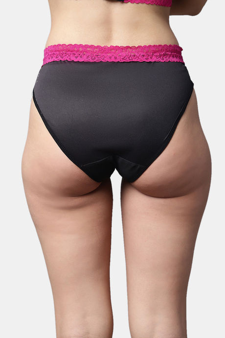 PrettyCat Medium Rise Three-Fourth Coverage Bikini Panty - Black — image 2