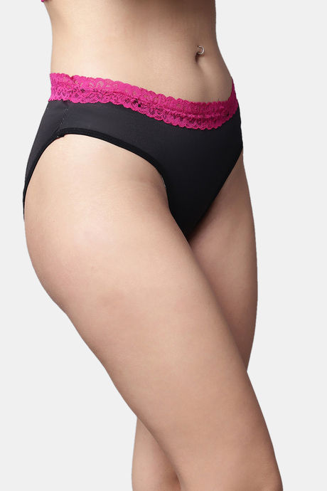 PrettyCat Medium Rise Three-Fourth Coverage Bikini Panty - Black — image 4