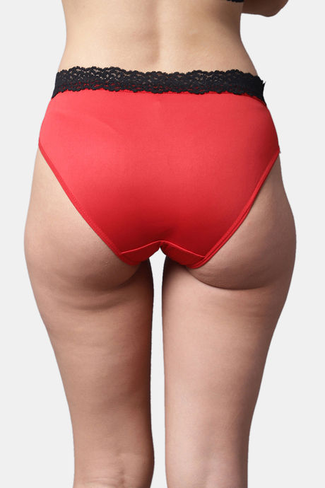 PrettyCat Medium Rise Three-Fourth Coverage Bikini Panty - Red — image 2