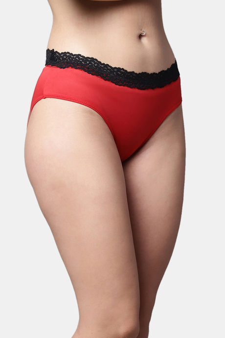 PrettyCat Medium Rise Three-Fourth Coverage Bikini Panty - Red — image 4