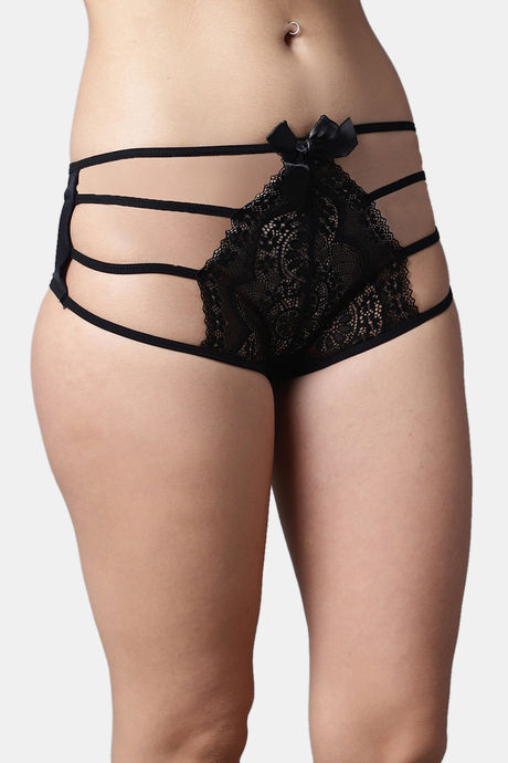 PrettyCat Medium Rise 3/4th Coverage Bikini Panty - Black — image 4