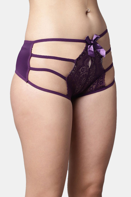 PrettyCat Medium Rise 3/4th Coverage Bikini Panty - Purple — image 4