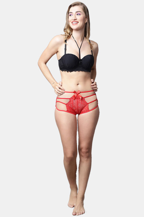 PrettyCat Medium Rise 3/4th Coverage Bikini Panty - Red — image 5