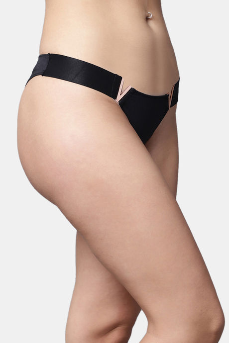 PrettyCat Low Rise Half Coverage Thong - Black — image 4