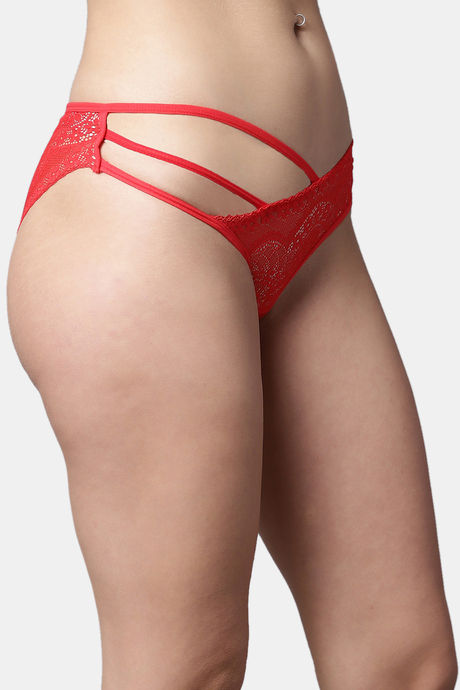 PrettyCat Low Rise 3/4th Coverage Bikini Panty - Red — image 4