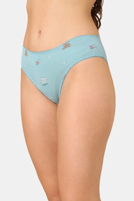 PrettyCat Mid Rise Sexy Printed Bikini Panty  - Blue — image 3
