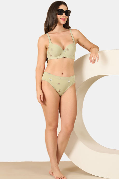 PrettyCat Mid Rise Sexy Printed Bikini Panty  - Green — image 4