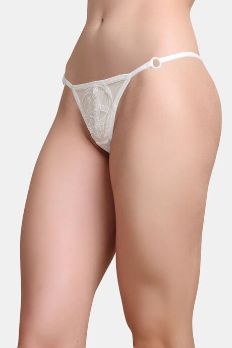 PrettyCat Self-Design Lace G-String Bikini Panty  - White — image 3