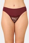 PrettyCat Mid Rise Sexy Lace Bikini Panty  - Wine — thumbnail 1
