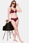 PrettyCat Mid Rise Sexy Lace Bikini Panty  - Wine — thumbnail 4
