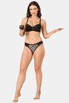 PrettyCat Mid Rise Sexy Lace Bikini Panty  - Black — thumbnail 4