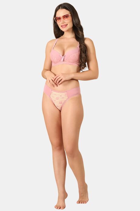PrettyCat Mid Rise Sexy Lace Bikini Panty  - Pink — image 4