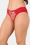 PrettyCat Mid Rise Sexy Lace Bikini Panty  - Red — thumbnail 3