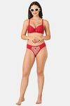 PrettyCat Mid Rise Sexy Lace Bikini Panty  - Red — thumbnail 4
