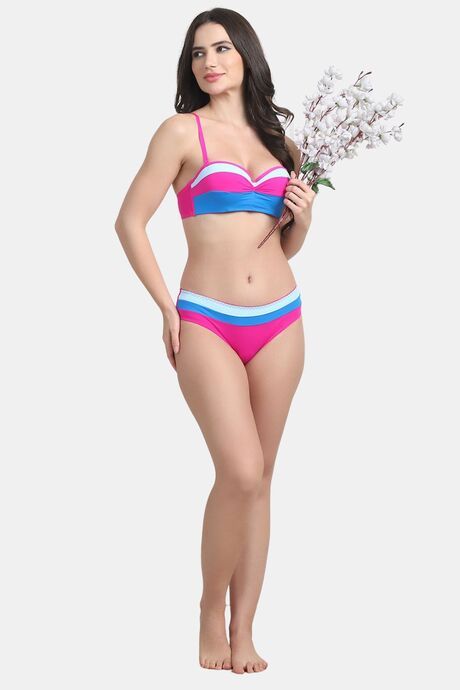 PrettyCat Women’s Mid Rise Colorblock Bikini Panty - Pink — image 4