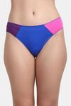 PrettyCat Women’s Mid Rise Colorblock Bikini Panty - Blue — thumbnail 1