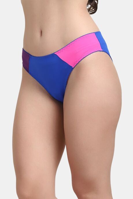 PrettyCat Women’s Mid Rise Colorblock Bikini Panty - Blue — image 3