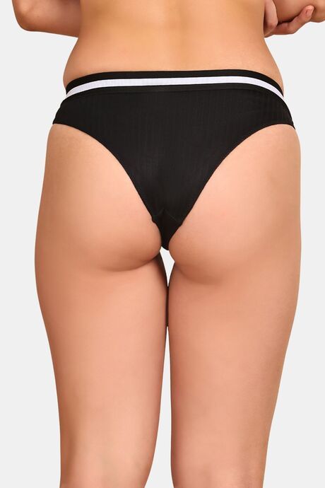 PrettyCat Mid Rise Sexy Stripped Panty  - Black — image 2