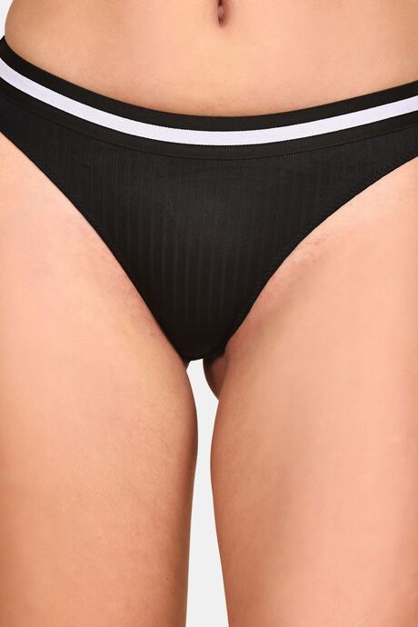 PrettyCat Mid Rise Sexy Stripped Panty  - Black — image 5