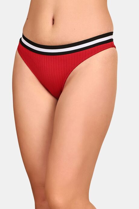 PrettyCat Mid Rise Sexy Stripped Panty  - Red — image 3