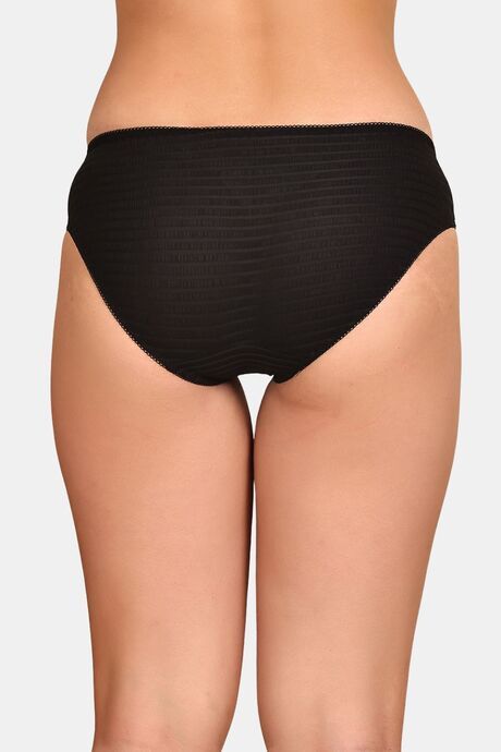 PrettyCat Mid Rise Sexy Stripped Panty  - Black — image 2