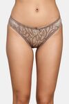 PrettyCat Sheer Mesh Mid-Rise Panty With Abstract Print - Brown — thumbnail 1