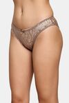 PrettyCat Sheer Mesh Mid-Rise Panty With Abstract Print - Brown — thumbnail 3