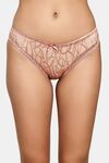 PrettyCat Sheer Mesh Mid-Rise Panty With Abstract Print - Peach — thumbnail 1
