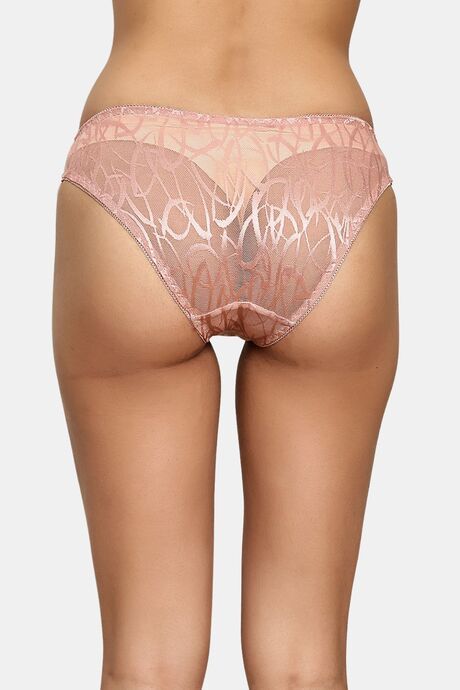 PrettyCat Sheer Mesh Mid-Rise Panty With Abstract Print - Peach — image 2