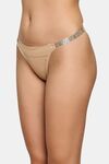 PrettyCat Chic Low Rise Bikini Panty with Rhinestone Strap Detail - Beige — thumbnail 3