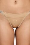 PrettyCat Chic Low Rise Bikini Panty with Rhinestone Strap Detail - Beige — thumbnail 5