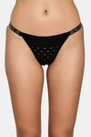 PrettyCat Chic Low Rise Bikini Panty with Rhinestone Strap Detail - Black — thumbnail 1