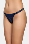 PrettyCat Chic Low Rise Bikini Panty with Rhinestone Strap Detail - Blue — thumbnail 3