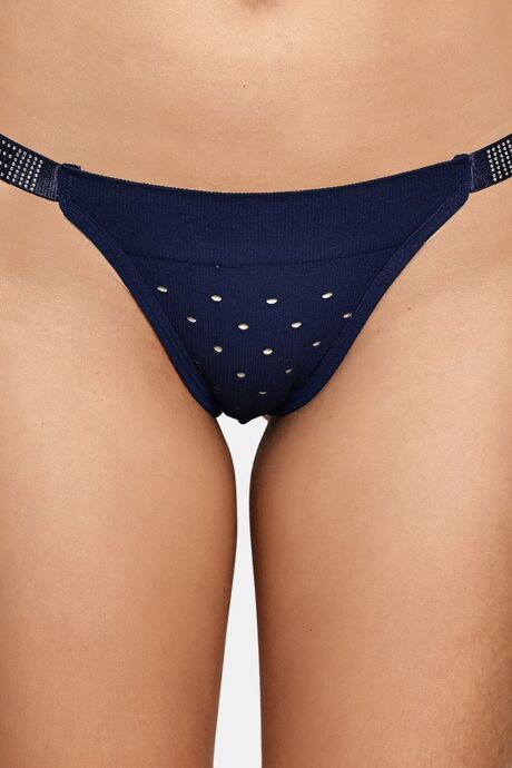 PrettyCat Chic Low Rise Bikini Panty with Rhinestone Strap Detail - Blue — image 5