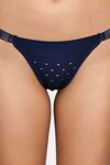 PrettyCat Chic Low Rise Bikini Panty with Rhinestone Strap Detail - Blue — thumbnail 5