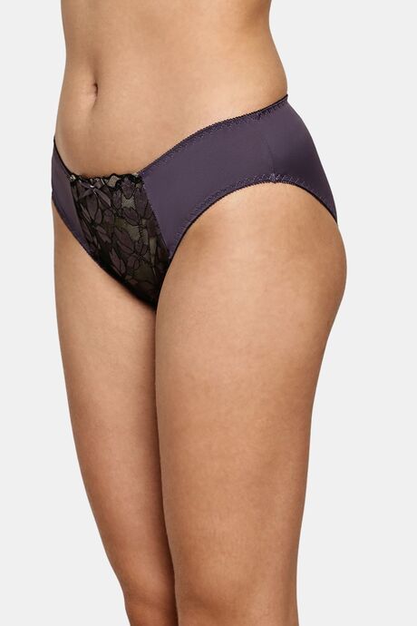 PrettyCat Romantic Floral Mesh Panel Panty  - Grey — image 3
