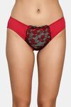 PrettyCat Romantic Floral Mesh Panel Panty  - Red — thumbnail 1